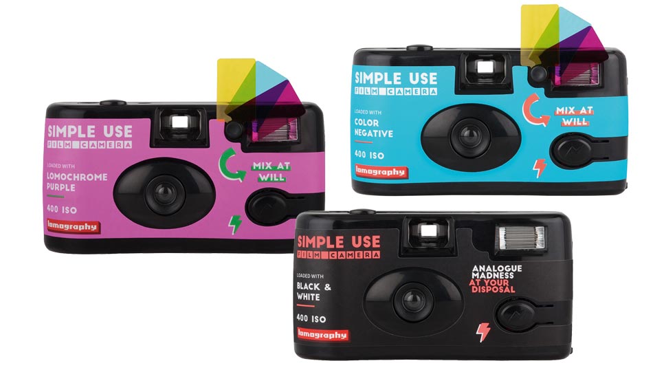 Die drei Varianten der „Simple Use Filmkamera“ von Lomography
