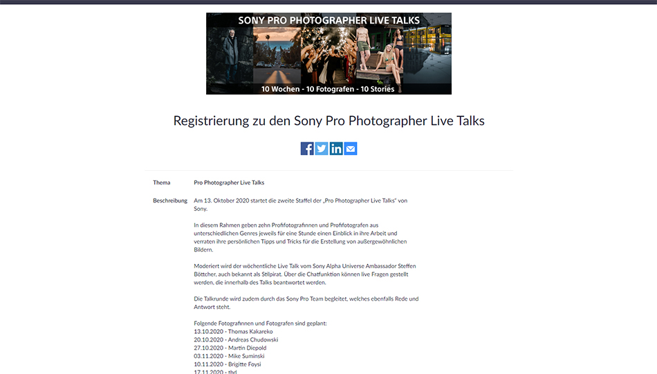 Sony Pro Photographer Live Talks