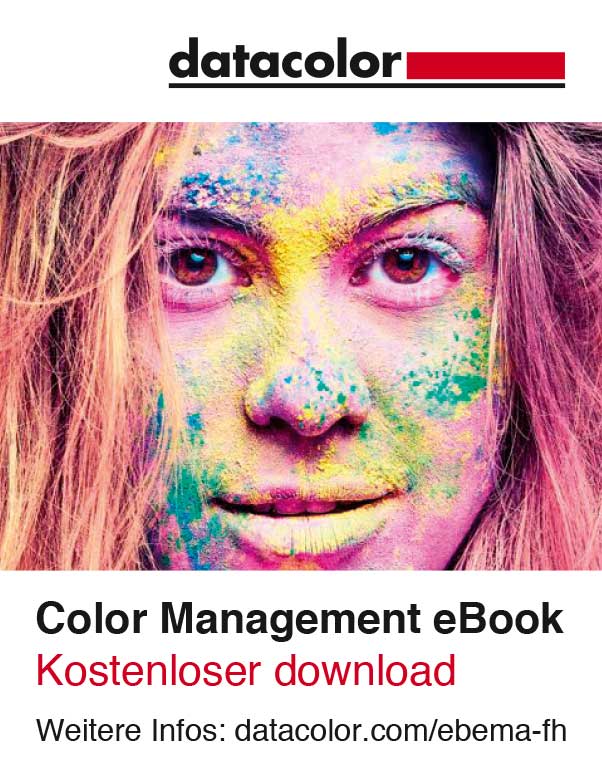 Unter datacolor.com/ebema-fh gibt es kostenlos noch mehr Informationen in Form von E-Books zum Thema Farbmanagement.