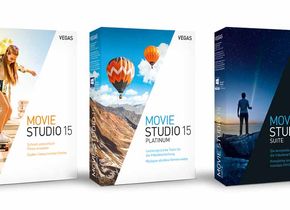 Das Programm „Vegas Movie Studio 15“ ist in drei Ausbaustufen erhältlich, die sich etwa durch zusätzliche Erweiterungen unterscheiden.