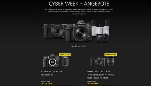 Nikon SLR D7100 und Systemkamera Nikon 1 V3 im Angebot.
