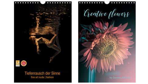 Mit Jurypreisen von Calvendo ausgezeichnet: „Tiefenrausch der Sinne“ von Christian Zink und „Creative Flowers“ von Doreen Albrecht.