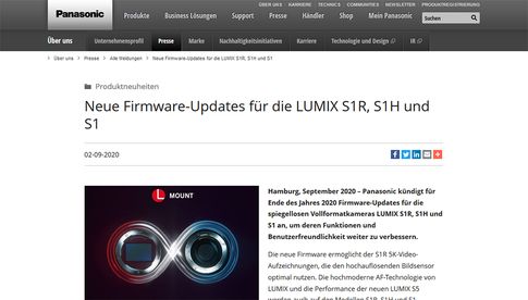 Die neue Firmware für die Lumix S1R, S1H und S1 verbessert vor allem den Autofokus