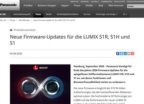 Die neue Firmware für die Lumix S1R, S1H und S1 verbessert vor allem den Autofokus