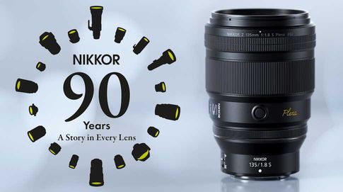 90 Jahre Nikkor-Objektive: Das jüngste Mitglied ist das Nikkor Z 135mm f/1.8 S Plena. Nikon feiert das Jubiläum mit einem neuen Logo.