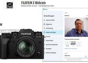 Mit der Software von Fujifilm kann etwa die neue X-T4 in Skype als Webcam aktiviert werden.