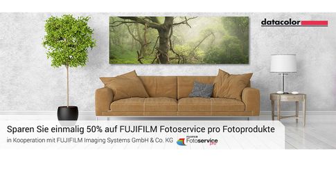 Ein Datacolor-Produkt kaufen und bei der Fujifilm-Fotoservice-Pro-Bestellung Geld sparen.