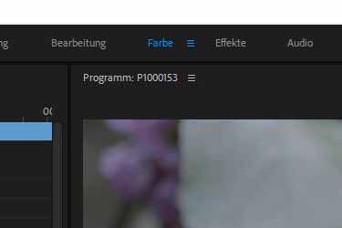 Durch Mausklick auf den Befehl „Farbe“ ruft man in Adobe Premiere die Farbkorrektureinstellungen auf.