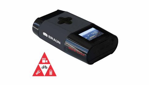 Braun „Bike Cam“: Zur Aufnahmekontrolle steht ein kleines LC-Display zur Verfügung.