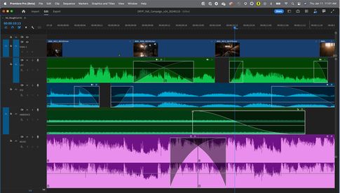 Die Audio-Funktionen der neuen Adobe-Premiere-Bata-Version bieten interaktive Überblendeffekte für Tonspuren.