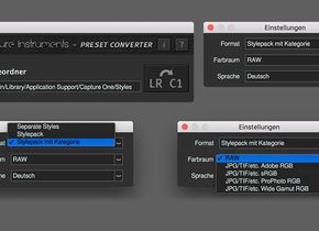 Mit wenigen Mausklicks sind die Entwicklungsvorlagen aus dem Programm Adobe Lightroom in Styles für Capture One übersetzt.