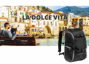 Im ersten Manfrotto-Wettbewerb „La Dolce Vita“ im Juli kann man einen Rucksack gewinnen.