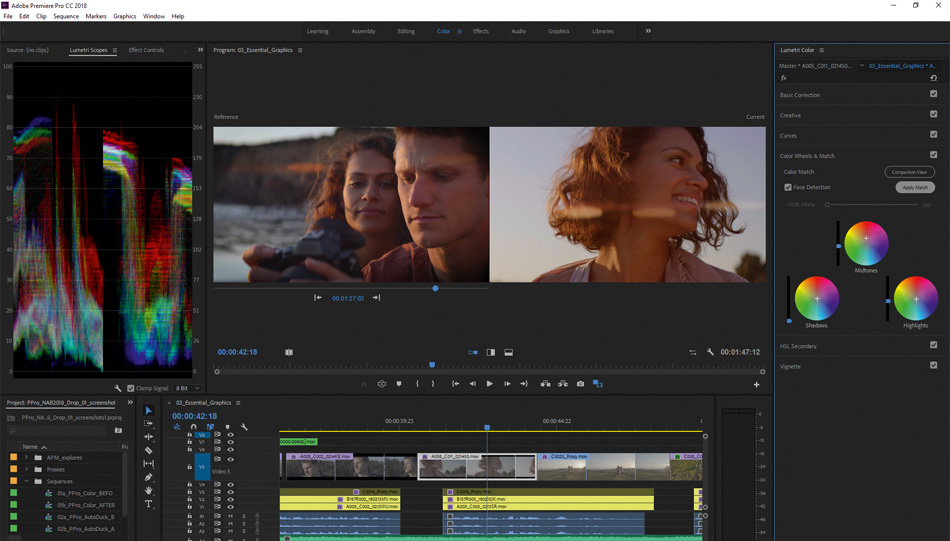 Adobe Premiere CC kann jetzt Videoclips automatisch farblich aneinander anpassen.