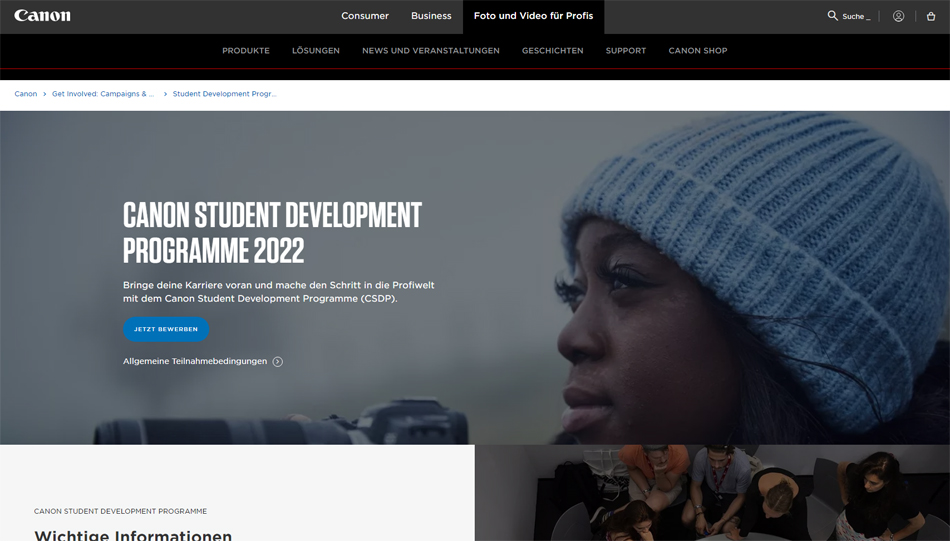 Canon Student Development Programme 2022