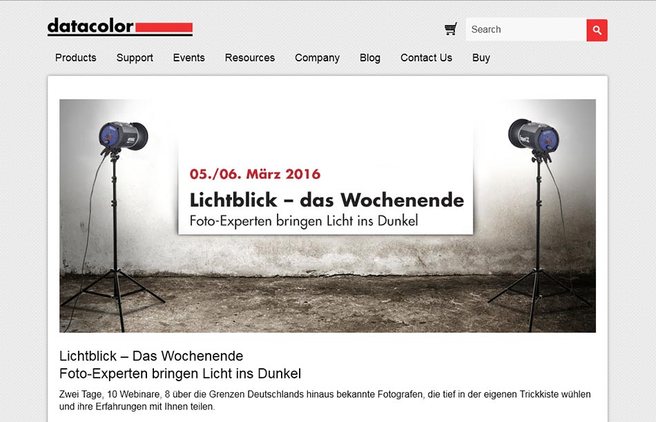 Datacolor: "Lichtblick" - Webinar-Wochenende vom 5.-6. März 2016