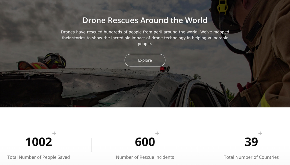 Über 1.000 Drohneneinsätze verzeichnet die Karte von DJI mittlerweile.