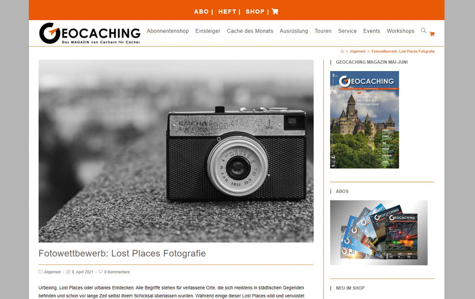 Fotowettbewerb „Lost Places“ des Geocaching-Magazins
