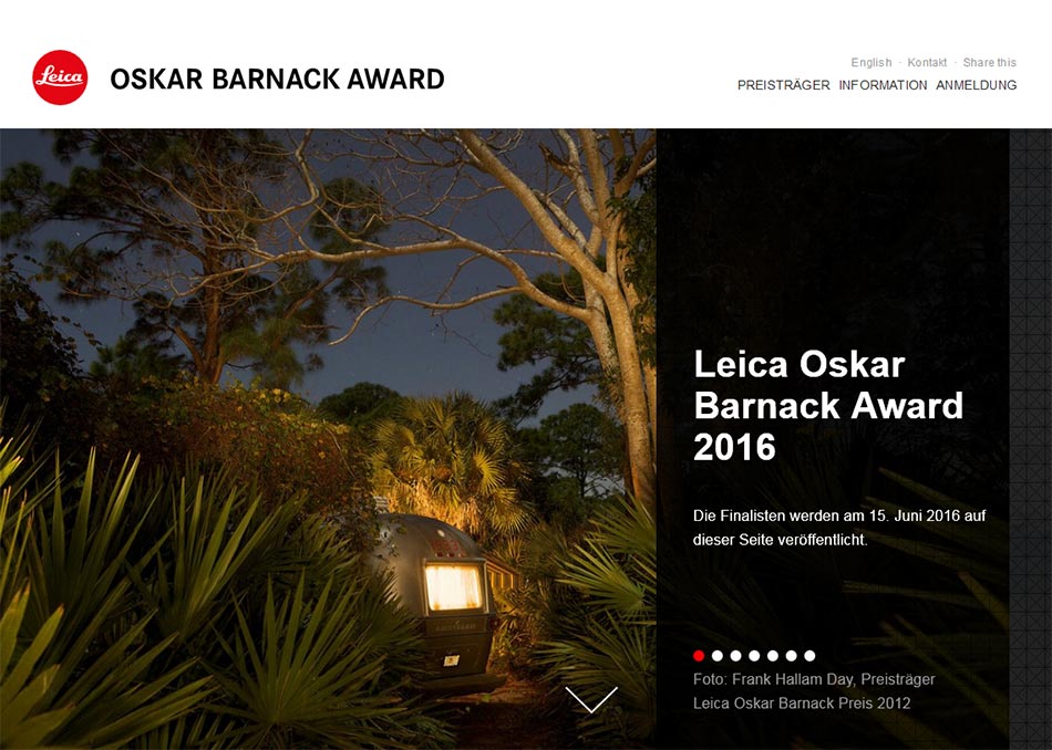 Leica Oskar Barnack Award: Ab 15. Juni 2016 werden die zwölf Finalisten im Web vorgestellt