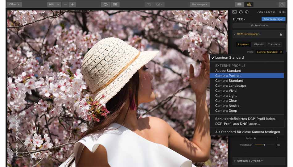 Luminar 2018 sorgt mit DCP-Kameraprofilen für eine konsistente Farbverarbeitung der Raw-Bilder.