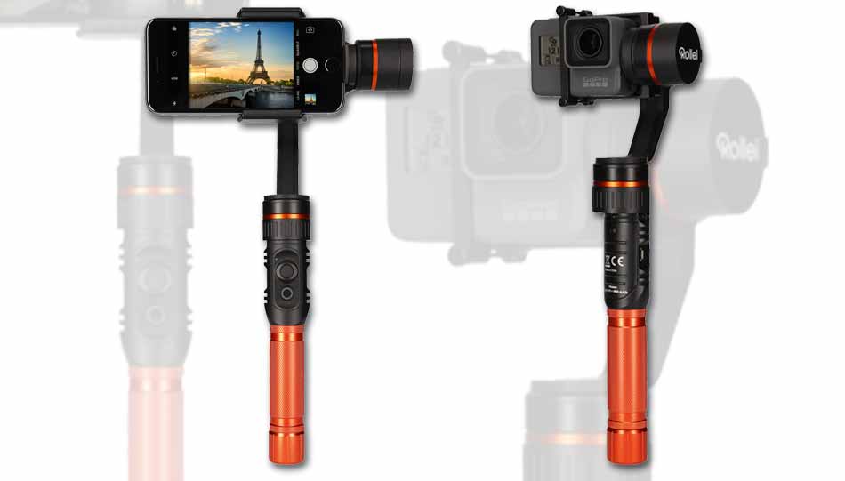 Zwei neue Drei-Achsen-Gimbals von Rollei stabilisieren Aufnahmen mit Action-Kameras und Smartphones.